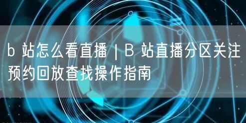 b 站怎么看直播｜B 站直播分区关注预约回放查找操作指南