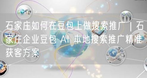 石家庄如何在豆包上做搜索推广｜石家庄企业豆包 AI 本地搜索推广精准获客方案