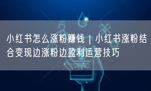 小红书怎么涨粉赚钱｜小红书涨粉结合变现边涨粉边盈利运营技巧