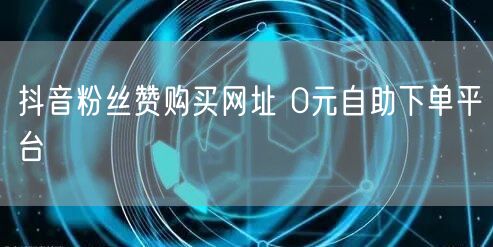 抖音粉丝赞购买网址 0元自助下单平台