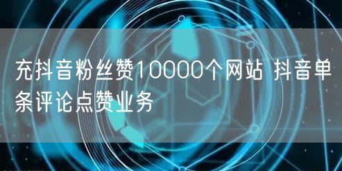 充抖音粉丝赞10000个网站 抖音单条评论点赞业务